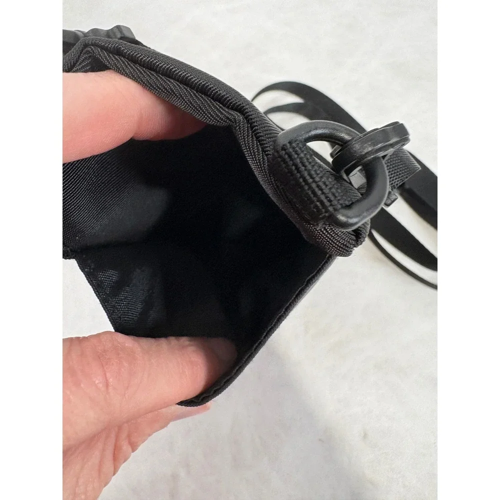 Uncommon Being Black Nylon Crossbody Neck Pouch Utility Bag Purple‎ Logo Patch